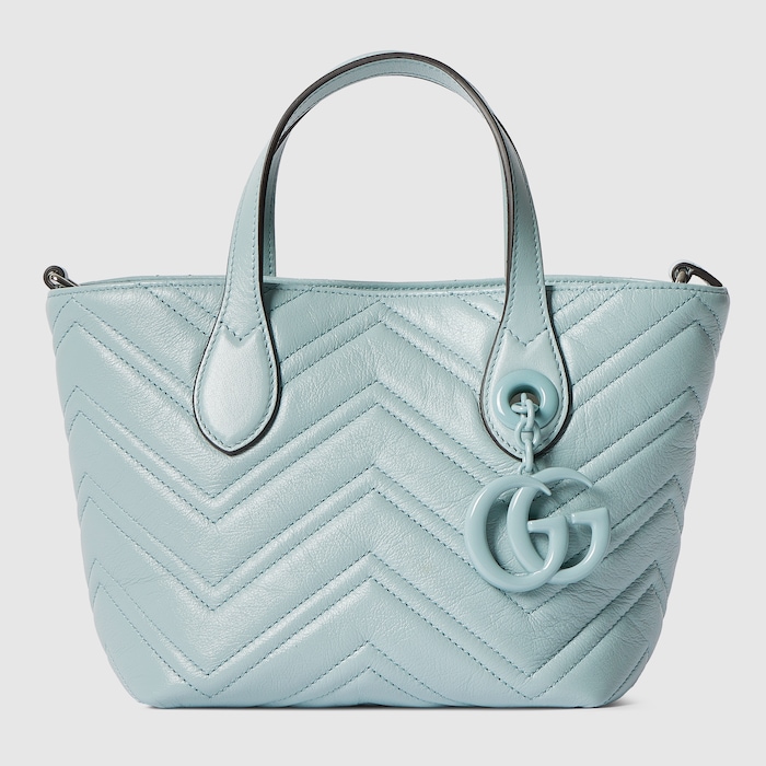 大仏　Gucci プチマーモント GG Marmont small tote bag in icy blue leather | GUCCI® US