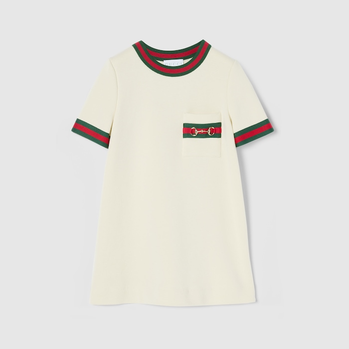GUCCI グッチ ホースビット コットン ワンピース ピンク 718772 XJE3J キッズ GUCCI - GUCCI グッチ ホースビット コットン ワンピース ピンク
