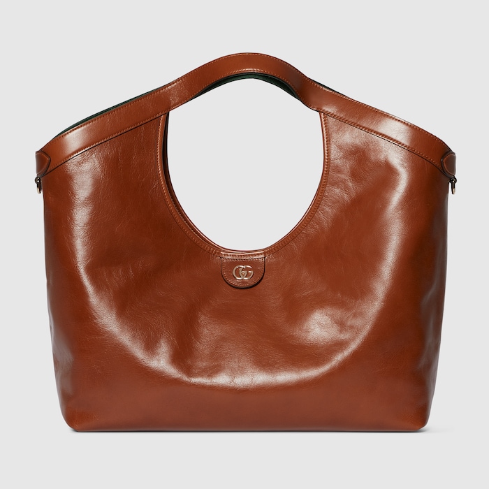 Gucci Giglio large tote bag in dark brown leather | GUCCI® US Gucci Giglio large tote bag in dark brown leather | GUCCI® US
