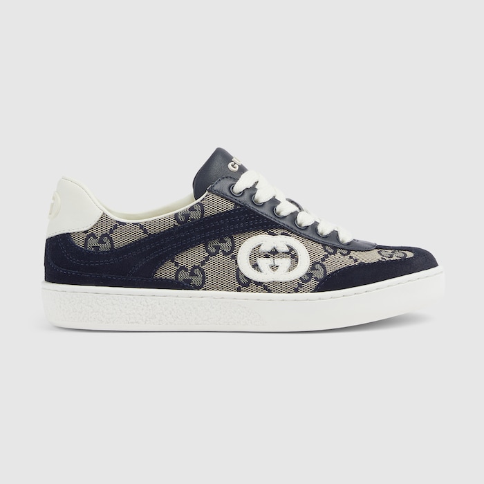 Children's G74 sneaker in beige and blue GG canvas | GUCCI® US
