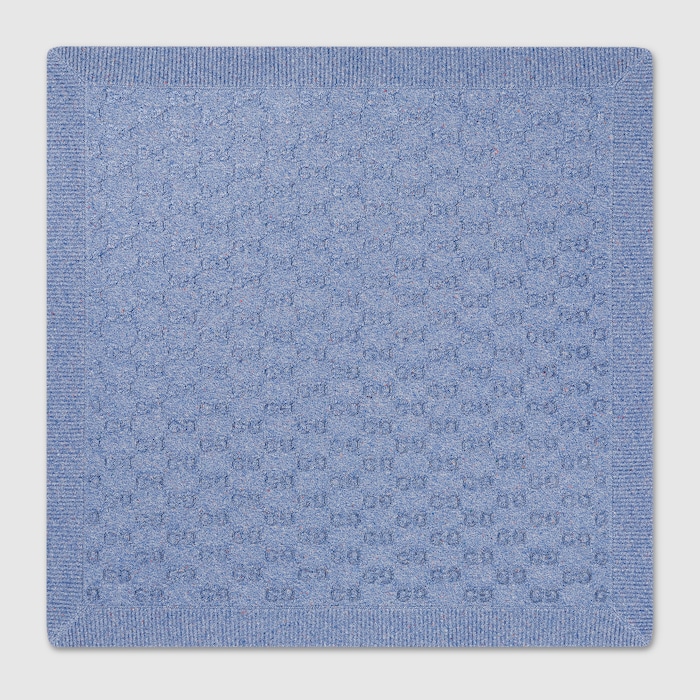 Baby GG cotton jacquard blanket in light blue | GUCCI® US