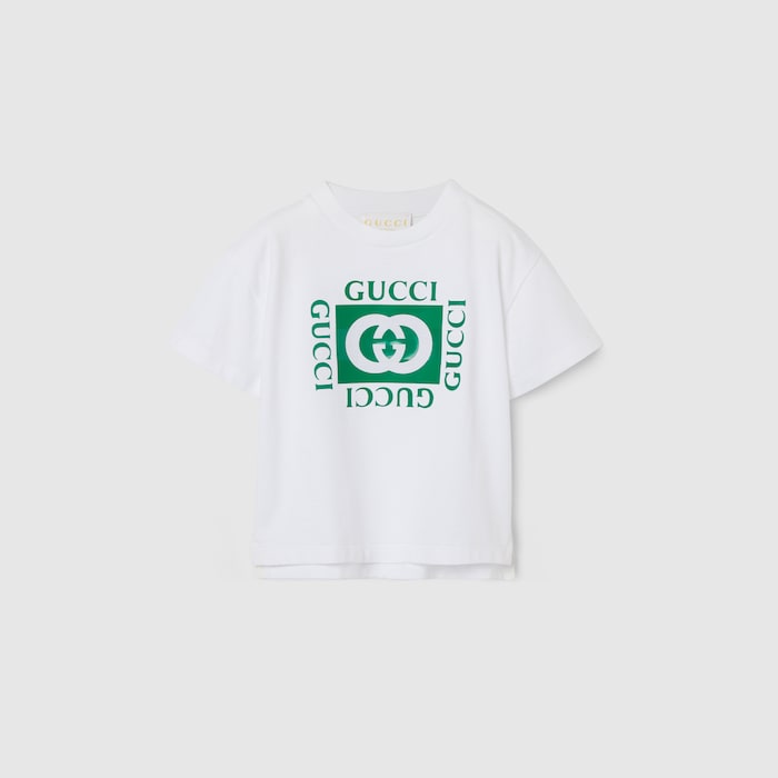 Baby cotton T-shirt with print in white | GUCCI® DK