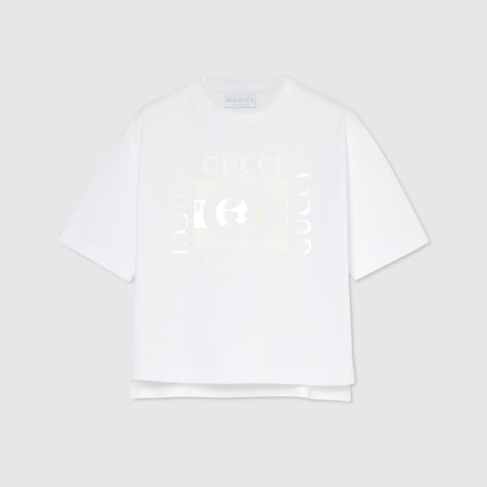 Children's cotton T-shirt with print in white | GUCCI® US