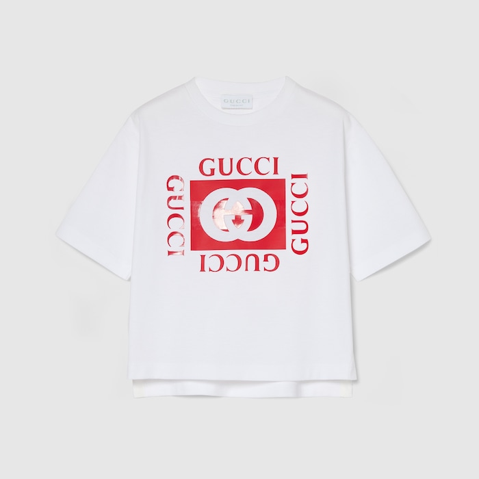 チルドレンズ〕プリント コットン Tシャツ ・ホワイト | GUCCI公式