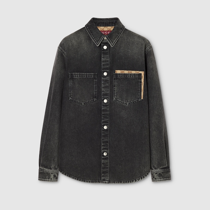 グッチ WASHED ORGANIC DENIM SHIRT シェリーライン 852362_XDDE5_1000_001_100_0000