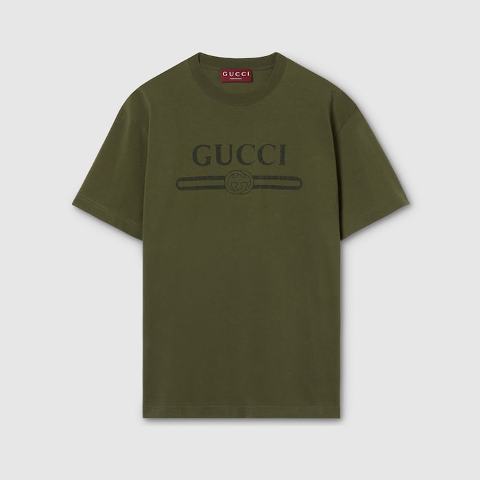プリント コットンジャージー Tシャツ ・フォレストグリーン | GUCCI公式