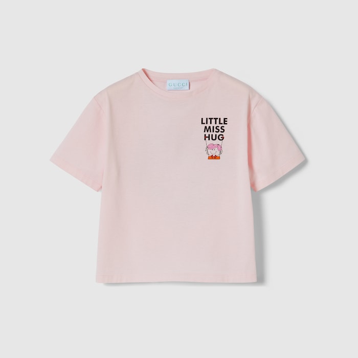 Children's cotton T-shirt with print in pale pink | GUCCI® US