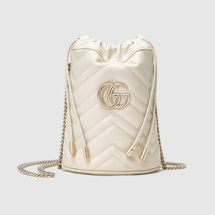 GG Marmont small bucket bag in white leather | GUCCI® US