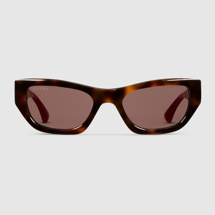 Cat-eye sunglasses in dark brown tortoiseshell | GUCCI® US