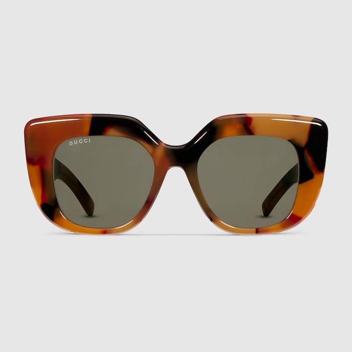 Square frame sunglasses in light brown tortoiseshell | GUCCI® US
