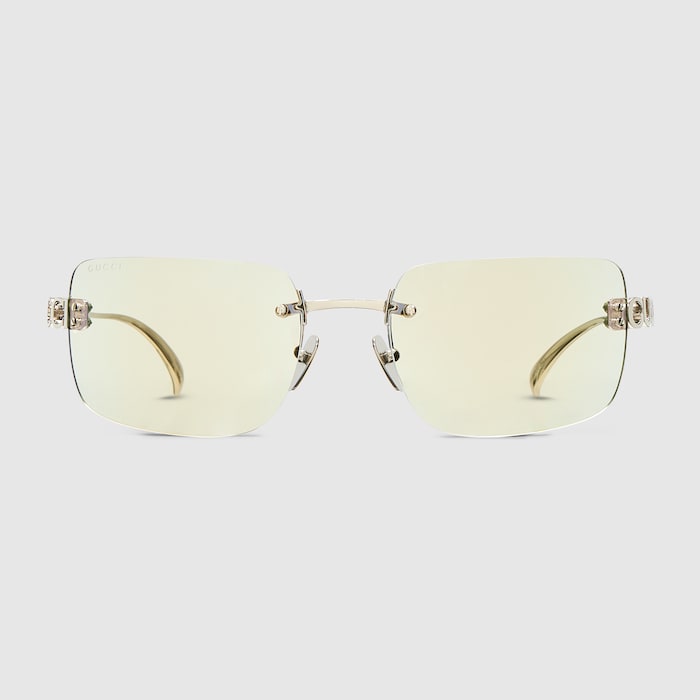 Frameless square sunglasses in silver | GUCCI® US Frameless square sunglasses in silver | GUCCI® US