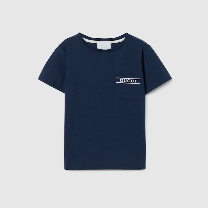 Children's cotton T-shirt in dark blue | GUCCI® ZA