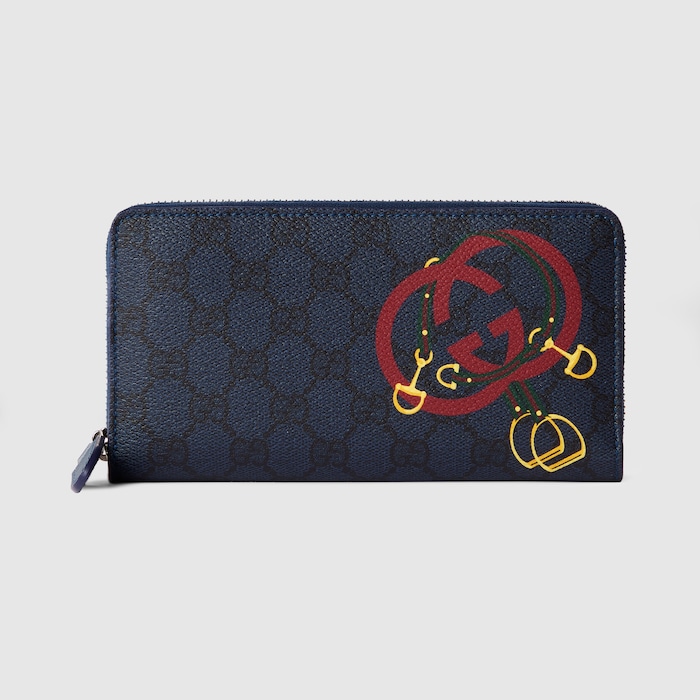 [ui✩.*˚ ページ]GUCCI 財布 プリント GG ジップアラウンドウォレット ・ダークブルー GGスプリーム
