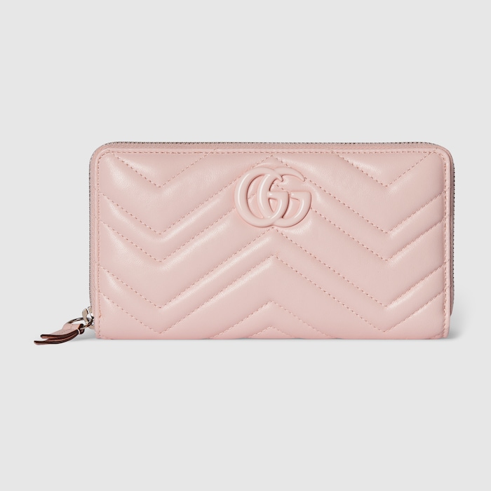 GG Marmont zip around wallet in pink leather | GUCCI® US