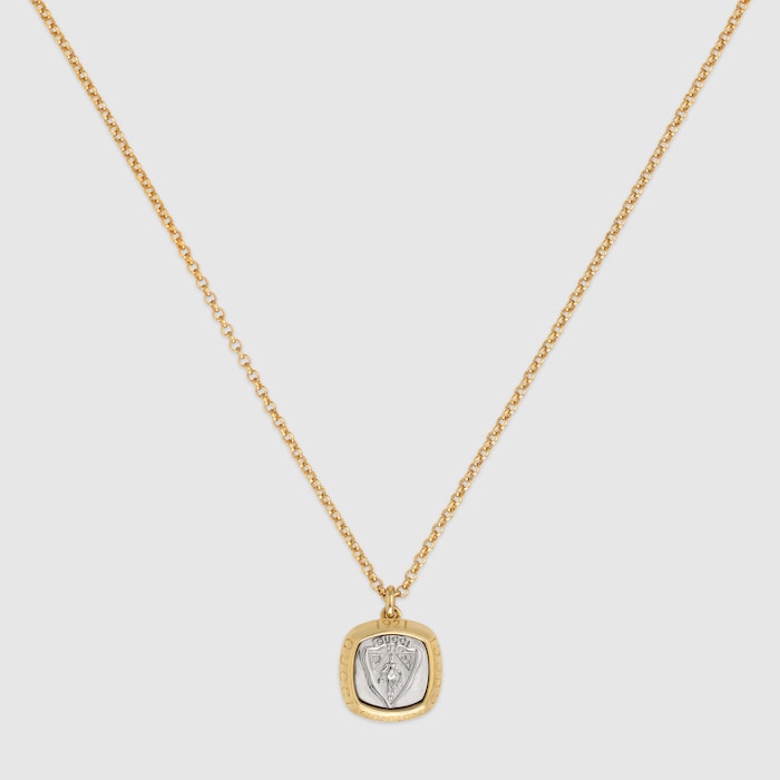 Gucci crest pendant necklace in gold-toned brass | GUCCI® US