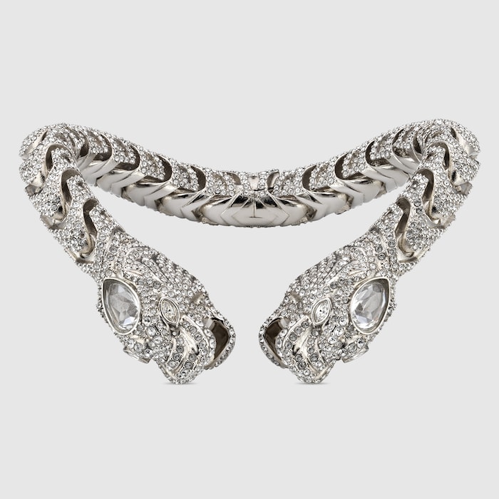Dionysus bangle bracelet in palladium-toned brass | GUCCI® US