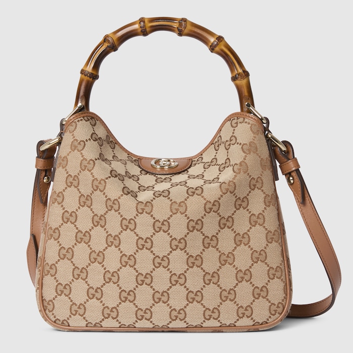 Gucci Diana small shoulder bag in beige and brown GG canvas