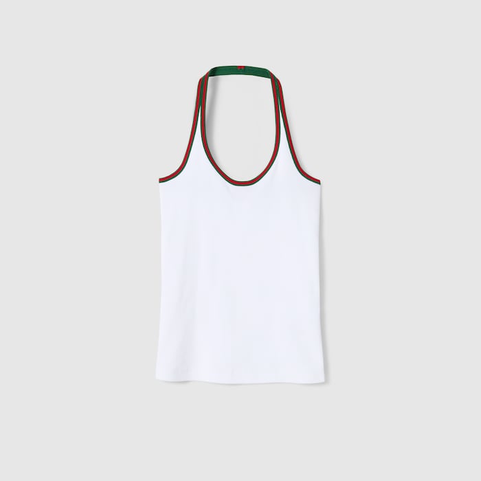 Gucci グッチ　タンクトップ Cotton rib tank top with Web in black | GUCCI® US