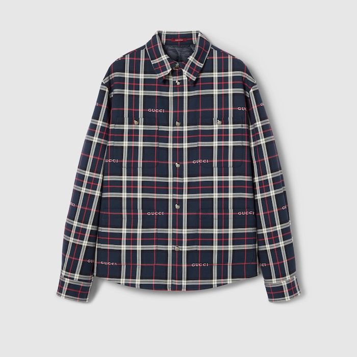 Gucci ラガーシャツ Tartan cotton jacquard padded shirt in multicolor | GUCCI® US