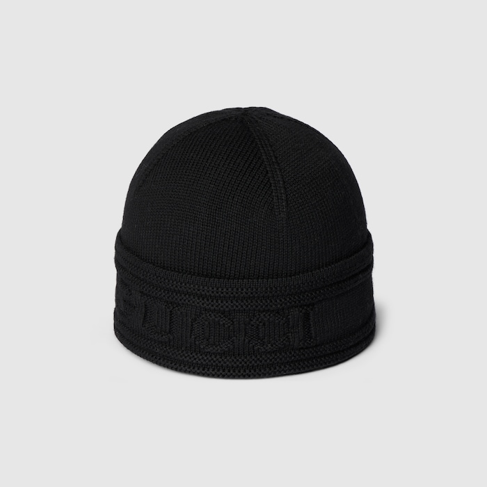 GUCCI / グッチ ◆モヘア シルク GG ニット帽 ブラック M 黒 Horsebit wool beanie in black - Gucci | Mytheresa