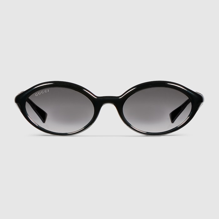 Oval frame sunglasses in black | GUCCI® US