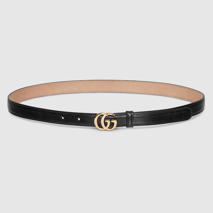 GGマーモント〕スリムベルト ・ブラック レザー | GUCCI公式