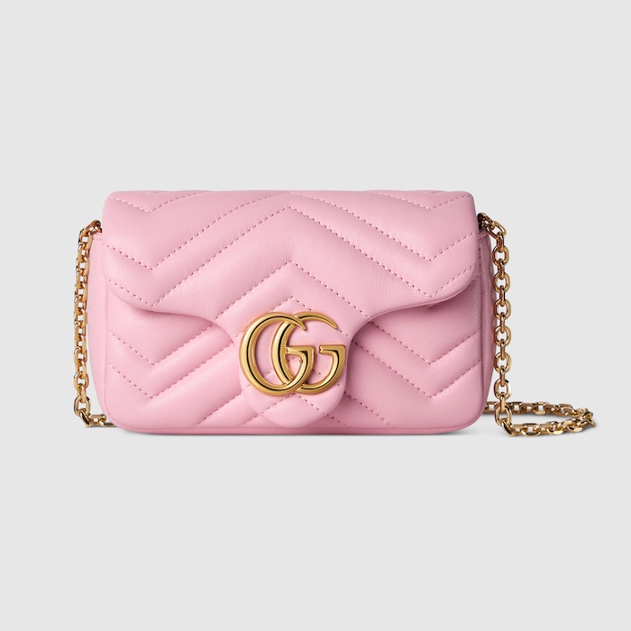 Minibolso de hombro GG Marmont en piel rosa claro | GUCCI® ES