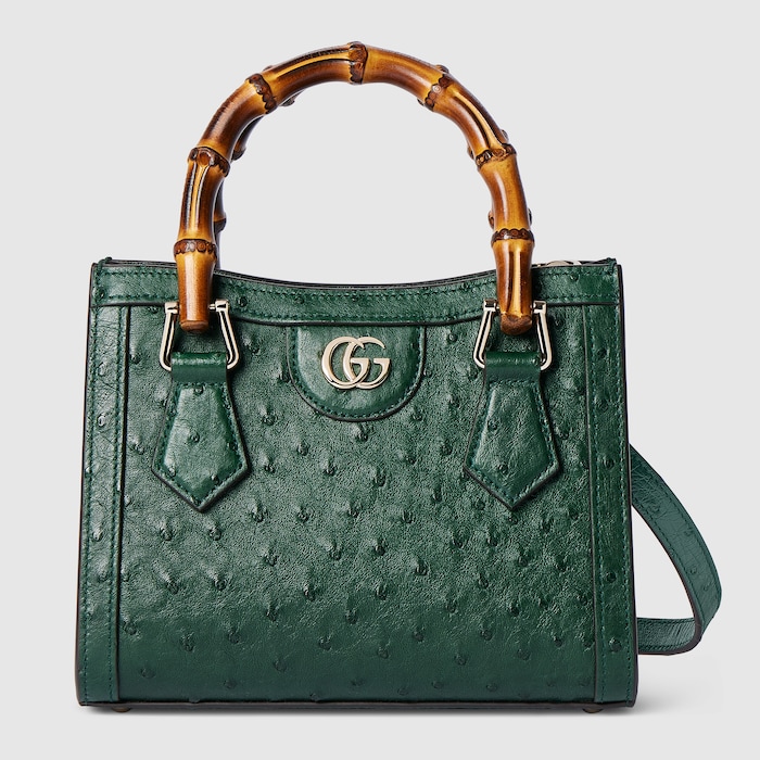 GUCCI バッグ Gucci Diana ostrich small tote bag in green | GUCCI® RO