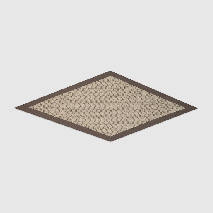 Printed silk twill diamond scarf in camel and brown | GUCCI® US