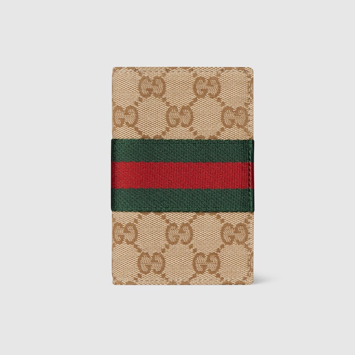 GG card case with Web in sand and brown GG canvas | GUCCI® US