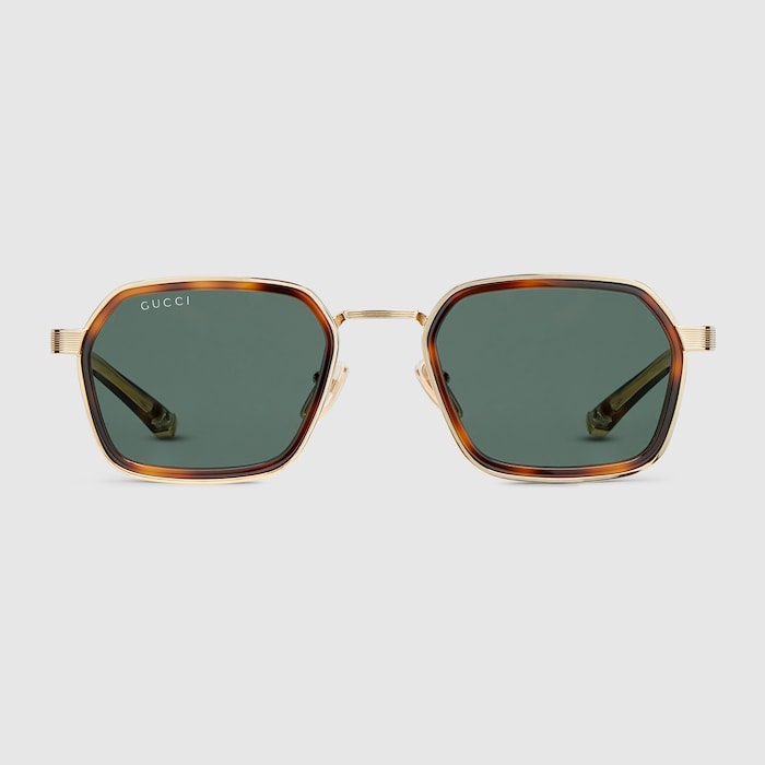 GUCCI ゴールドフレーム グリーンレンズ サングラス Gucci GG1457S Gold Green Lens Metal Sunglasses – Designer Daydream