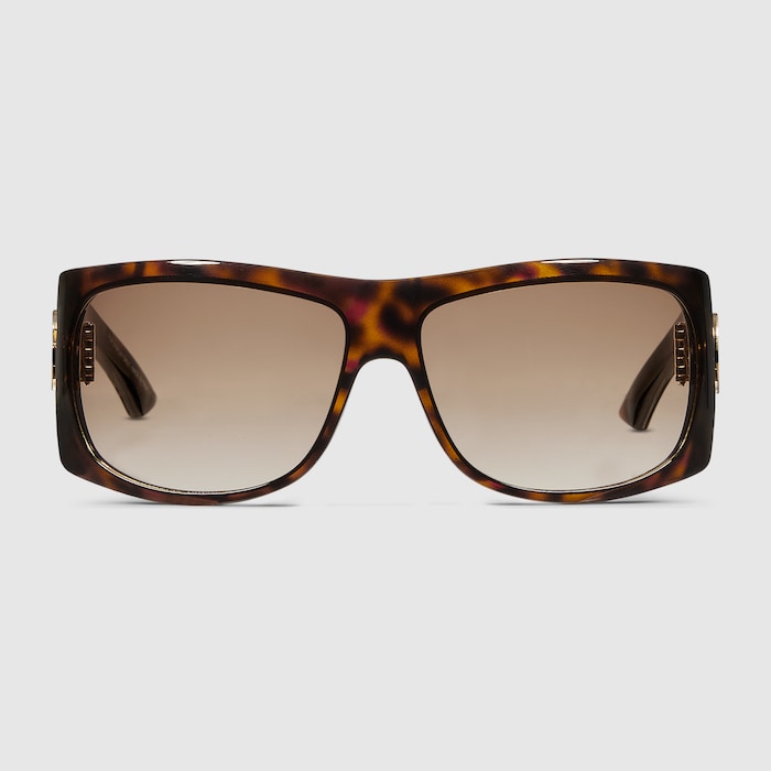 Square frame sunglasses in tortoiseshell brown | GUCCI® US