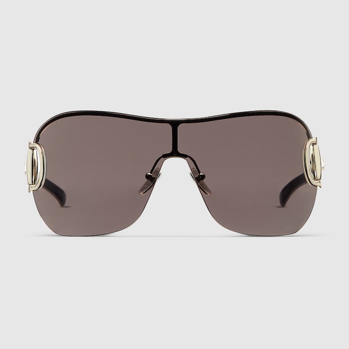 Frameless mask sunglasses in silver-toned | GUCCI® US