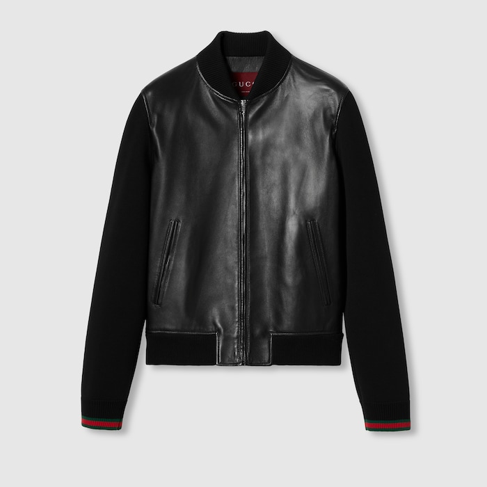ナッパレザー＆ニット ボンバージャケット ・ブラック | GUCCI公式