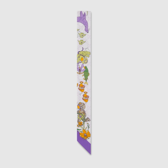 Gucci Floral Silk Ribbon Purple \'LIBERTY\' Lettering GUCCI - Printed silk ribbon | Leam Roma - Luxury Shopping Online main image 3