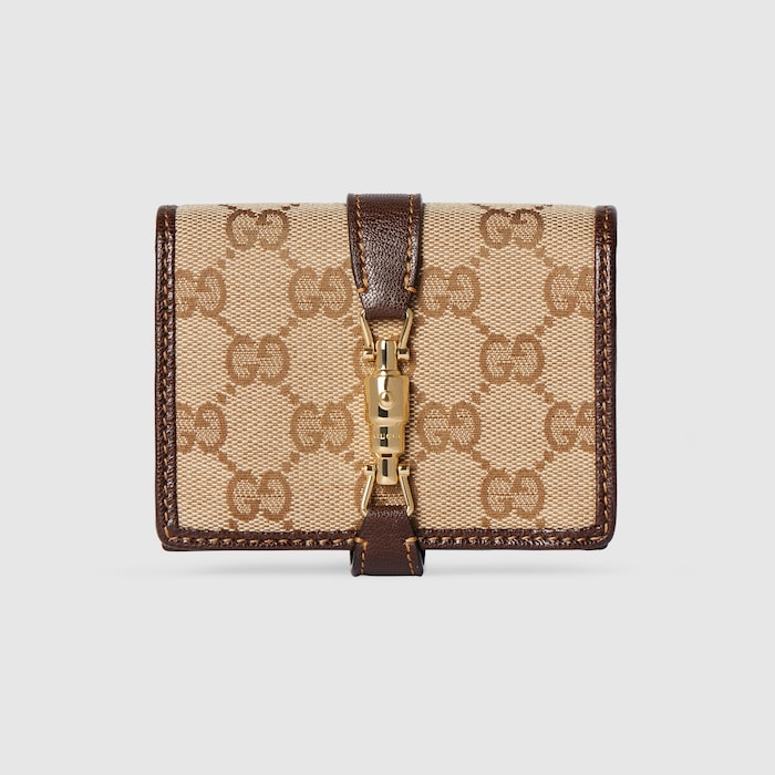 Gucci Jackie〕ミディアム ウォレット ・サンド＆ブラウン GG
