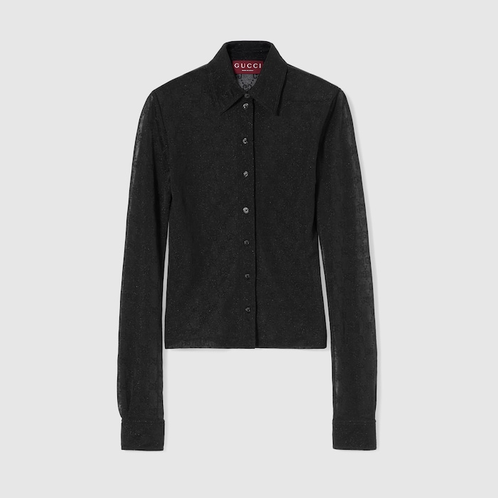 GG jersey jacquard shirt in black | GUCCI® US