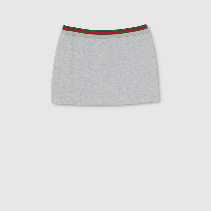 Cotton jersey skirt with Web in light grey | GUCCI® US