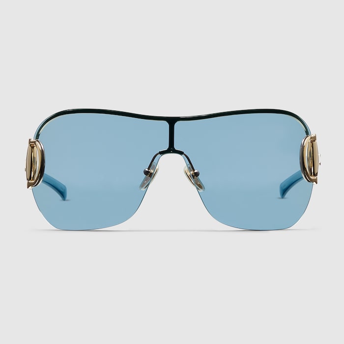 Frameless mask sunglasses in gold-toned | GUCCI® US