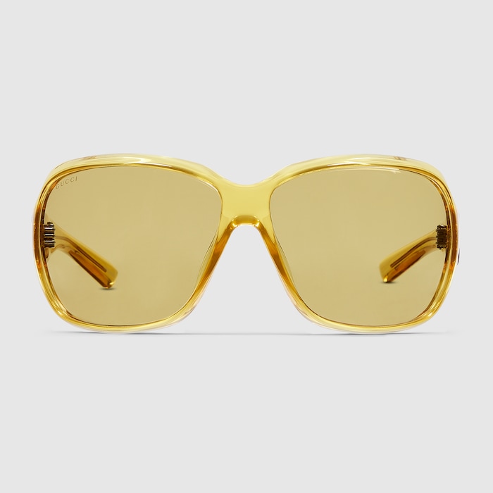 Square frame sunglasses in yellow | GUCCI® US