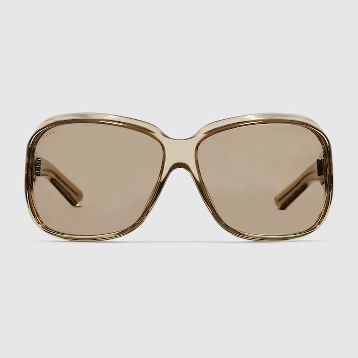 Square frame sunglasses in beige | GUCCI® CA