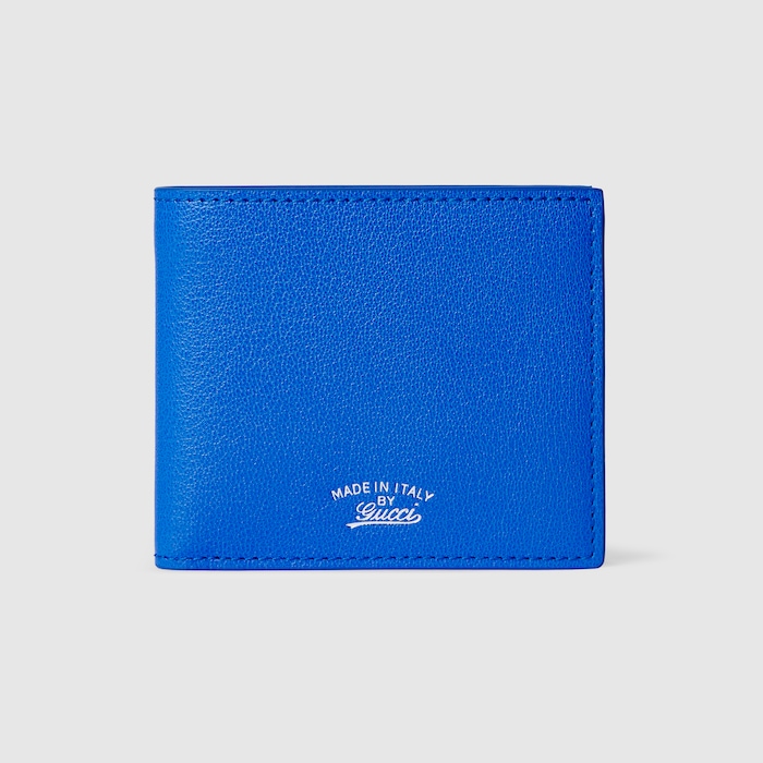 Lira bi-fold wallet in bright blue leather | GUCCI® US