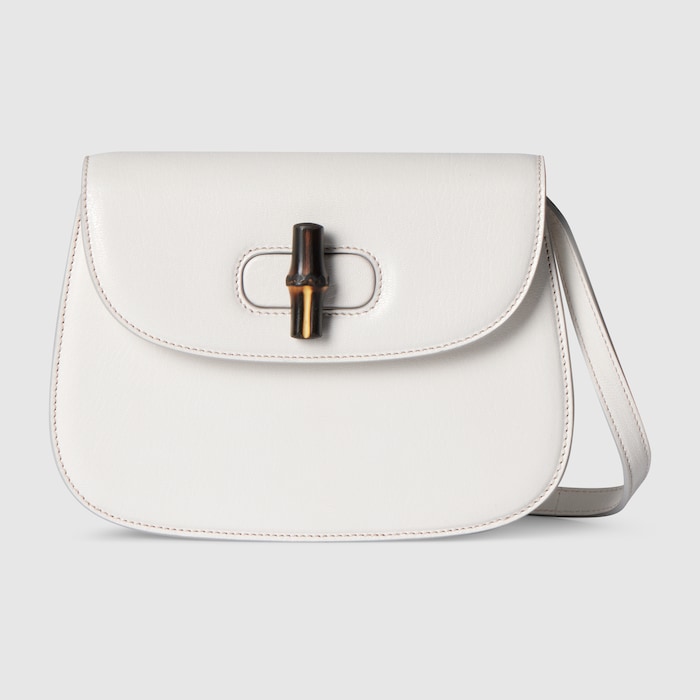 Bamboo mini bag in white leather | GUCCI® US