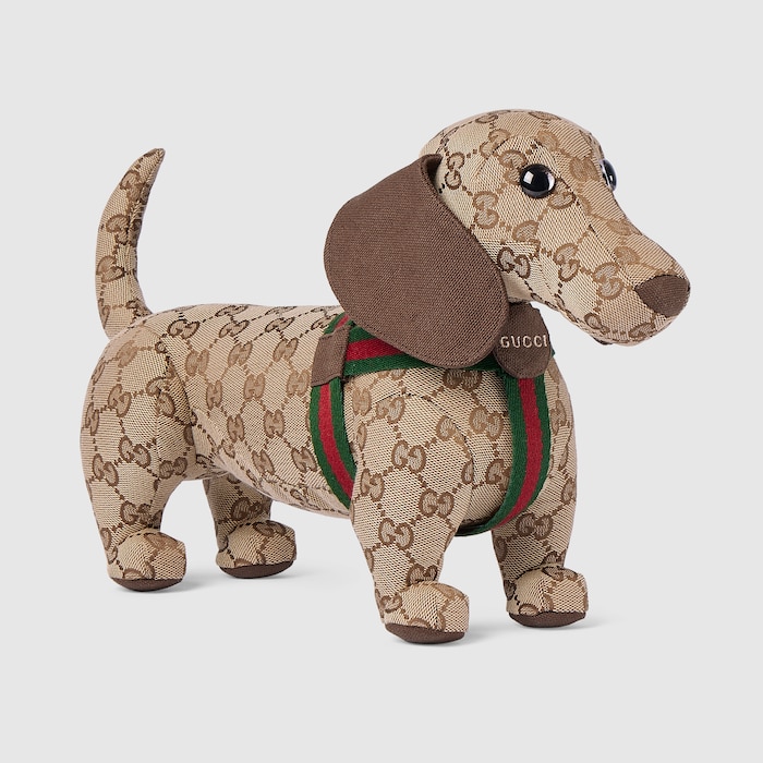 GG stuffed dog in beige and dark brown | GUCCI® US
