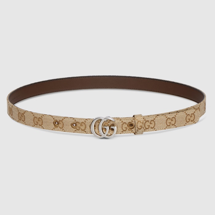 GG Marmont thin belt in sand GG canvas | GUCCI® US