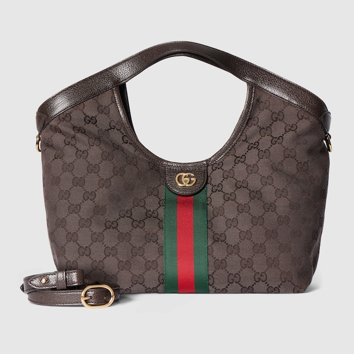 Gucci Giglio small tote bag in dark brown GG canvas | GUCCI® US