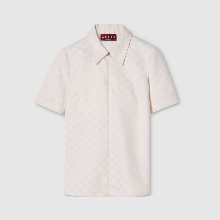 T-Shirt aus GG Baumwollgabardine in elfenbein | GUCCI® CH