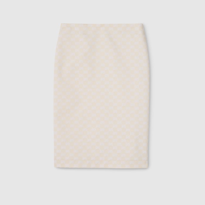 GG cotton gabardine skirt in ivory | GUCCI® US
