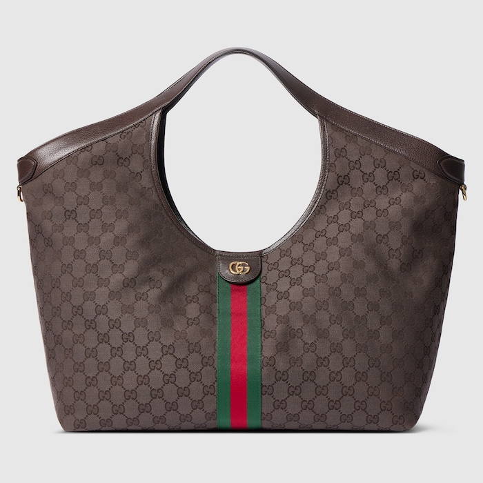 Gucci Giglio large tote bag in dark brown GG canvas | GUCCI® US