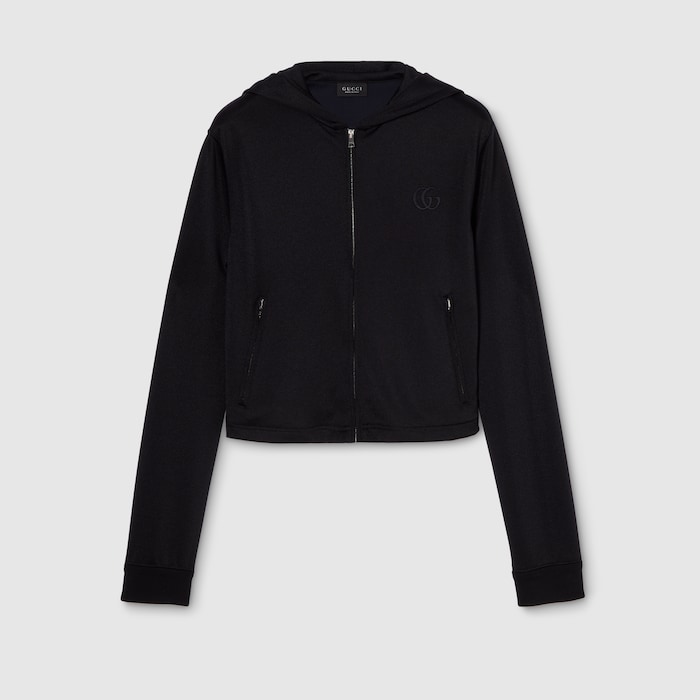 GUCCI黒ジャンパー Jersey zip jacket with embroidery in black | GUCCI® US